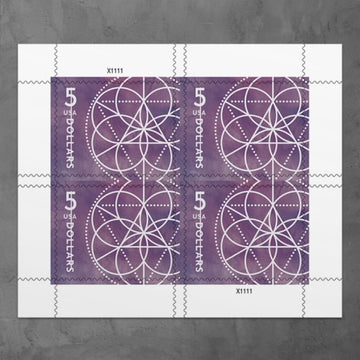 $5 Floral Geometry Stamps, Sheet of 4