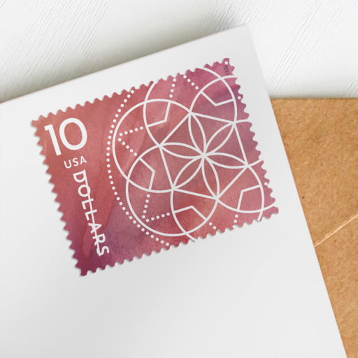 $10 Floral Geometry Stamps, Sheet of 4