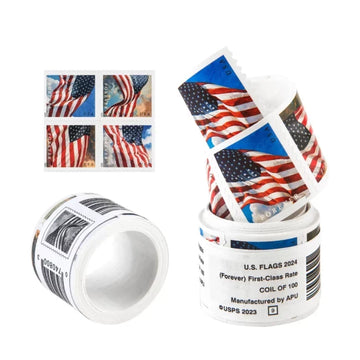 2024 U.S. Flag Forever Stamps - 100 Pcs Coil Roll (Self-Adhesive) Regular priceSale price $9.5