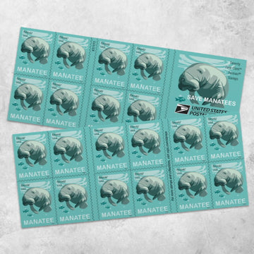 2024 Save Manatees Stamps, Book of 20