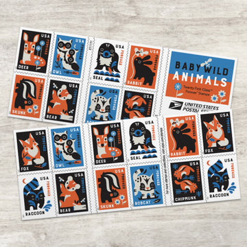 2025 Baby Wild Animals Stamps, Booklet of 20